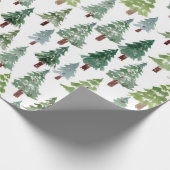 Waterverf Pijn Tree Winter Forest Pattern Cadeaupapier (Hoek)