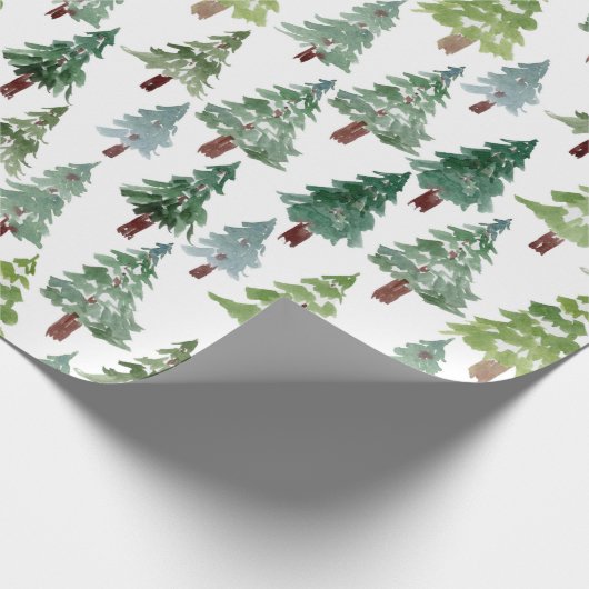 Waterverf Pijn Tree Winter Forest Pattern Cadeaupapier (Hoek)