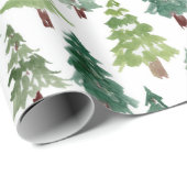 Waterverf Pijn Tree Winter Forest Pattern Cadeaupapier (Rol Hoek)