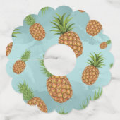 Waterverf pijnappelpatroon 2 wijnglaslabel (Voorkant)