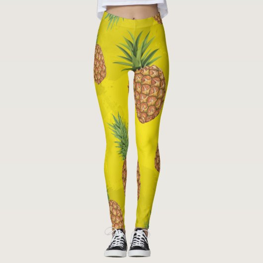 Waterverf pijnappelpatroon 3 leggings (Voorkant)