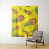 Waterverf pijnappelpatroon 3 wandkleed (In situ)