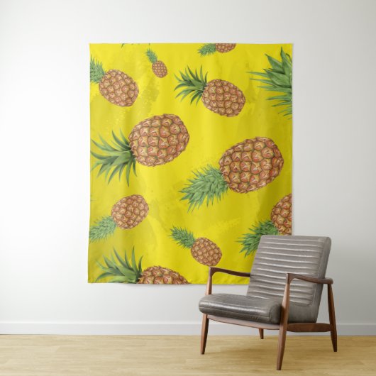 Waterverf pijnappelpatroon 3 wandkleed (In situ)