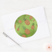 Waterverf pijnappelpatroon 4 ronde sticker (Envelop)