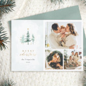 Waterverf Pijnbomen 3 Fotocollage Kerst Feestdagenkaart