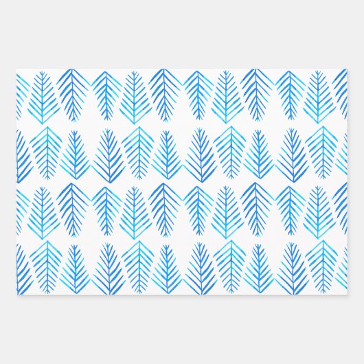 Waterverf Pijnbomen - blauw Inpakpapier Vel (Voorkant 3)