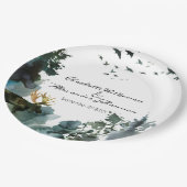 Waterverf Pijnbomen en Moose Pacific Northwest Papieren Bordje (Gekanteld)