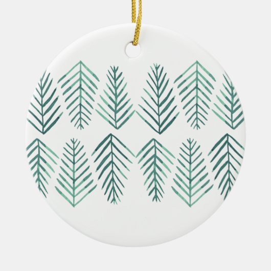 Waterverf Pijnbomen -  groen Keramisch Ornament (Voorkant)