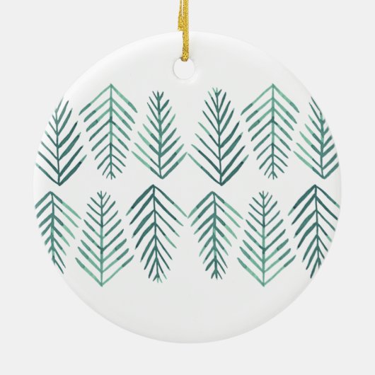 Waterverf Pijnbomen -  groen Keramisch Ornament (Achterkant)