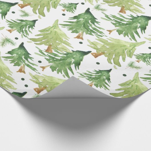 Waterverf pijnbomen modern rustiek cadeaupapier (Hoek)