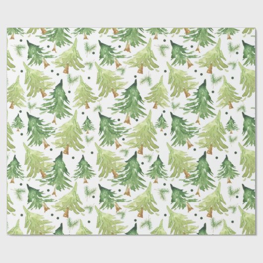 Waterverf pijnbomen modern rustiek cadeaupapier (Vlak)