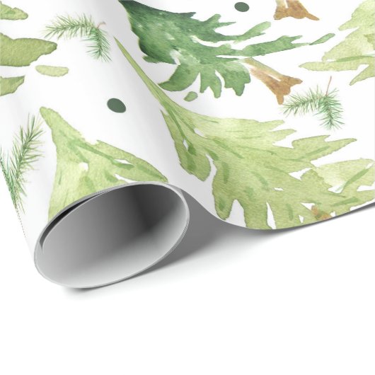 Waterverf pijnbomen modern rustiek cadeaupapier (Rol Hoek)