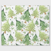 Waterverf pijnbomen modern rustiek cadeaupapier (Vlak)