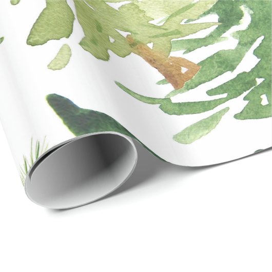 Waterverf pijnbomen modern rustiek cadeaupapier (Rol Hoek)