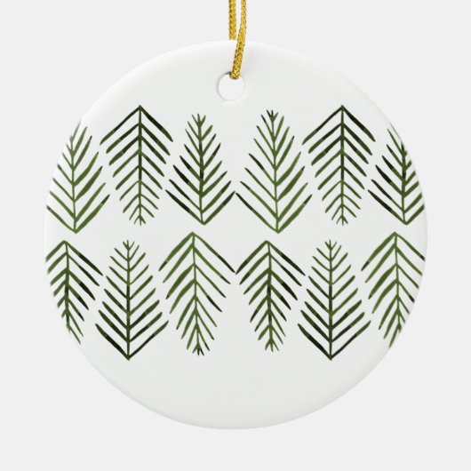 Waterverf Pijnbomen - sap groen Keramisch Ornament (Voorkant)