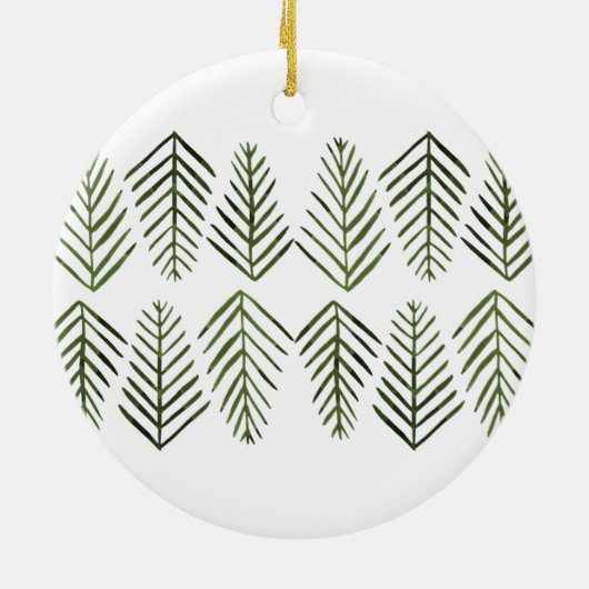 Waterverf Pijnbomen - sap groen Keramisch Ornament (Achterkant)