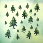 Waterverf Pijnbomen Sneeuw Feestelijk Vakantiepatr Raamsticker (Vel 3)