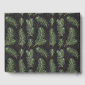 Waterverf pijnbomen vertakken zich op zwarte achte gastenboek (Achterkant)