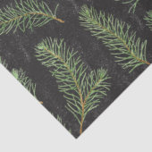 Waterverf pijnbomen vertakken zich op zwarte achte tissuepapier (Detail)