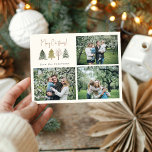 Waterverf Pijnbomen Vrolijk Kerstfeest Foto Feestdagenkaart<br><div class="desc">Een elegante foto kerstkaart met waterverf kerstpijnbomen en drie prachtige foto's van uw familie. (Foto van Elina Fairytale. Vervang het vriendelijk door uw eigen.)</div>