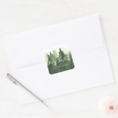 Waterverf Pijnbomen Zakelijk Vrolijk Kerstfeest Vierkante Sticker (Envelop)