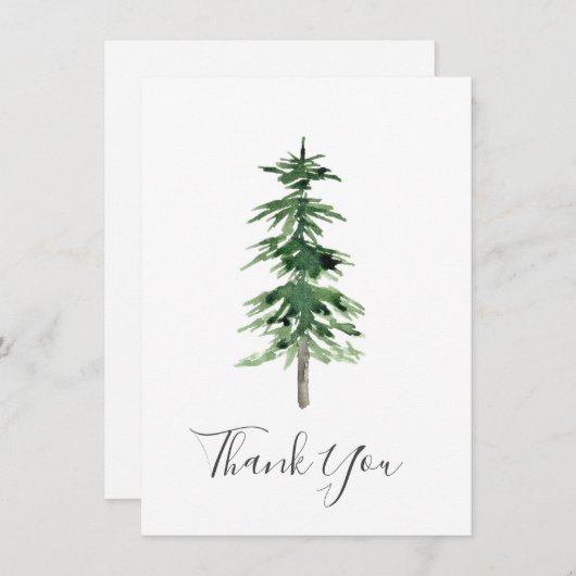 Waterverf Pijnboom Bedankkaart (Voorkant / Achterkant)