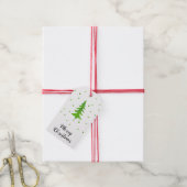 Waterverf Pijnboom Cadeaulabel (Met Touw)