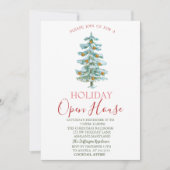 Waterverf Pijnboom, gouden ballen Open House Kaart (Voorkant)