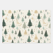 Waterverf Pijnboom Groen Goud Kerstmis Inpakpapier Vel (Voorkant 2)