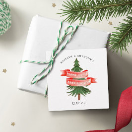 Waterverf Pijnboom Merry Little Baby shower Bedankjes Labels