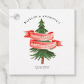 Waterverf Pijnboom Merry Little Baby shower Bedankjes Labels (Voorkant)