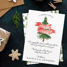 Waterverf Pijnboom Merry Little Baby shower Bedankkaart
