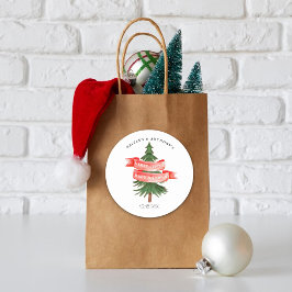 Waterverf Pijnboom Merry Little Baby shower Ronde Sticker