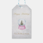 Waterverf Pijnboom, Wereldbol Cadeaulabel (Voorkant)