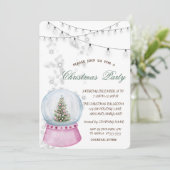 Waterverf Pijnboom, Wereldbol Kerstmis Kaart (Staand voorkant)