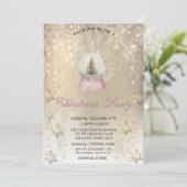 Waterverf Pijnboom Wereldbol Snowflakes Gold Kaart (Staand voorkant)