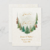 Waterverf Pijnboombos Bewaar datum Aankondigingskaart (Voorkant / Achterkant)