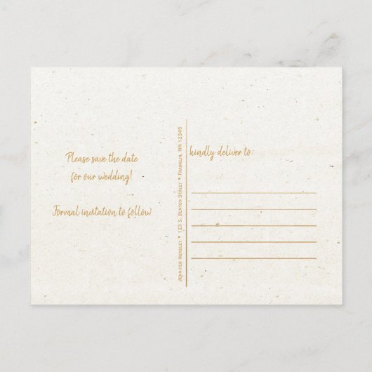 Waterverf Pijnboombos Bewaar datum Aankondigingskaart (Achterkant)