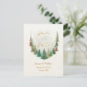 Waterverf Pijnboombos Bewaar datum Aankondigingskaart (Staand voorkant)