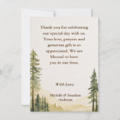 Waterverf Pijnboombos en Mountain Wedding Bedankkaart (Achterkant)