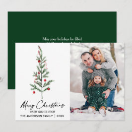 Waterverf pijnboomkalligrafie Inkt Foto groen Feestdagenkaart