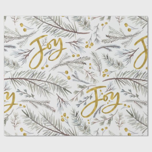 Waterverf Pijnboomtwijgen Cadeaupapier (Vlak)