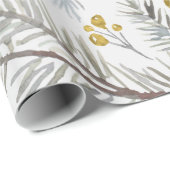 Waterverf Pijnboomtwijgen Cadeaupapier (Rol Hoek)