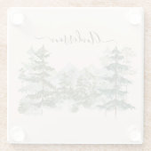 Waterverf Pijnbos en berg Rustiek Glazen Onderzetter (Achterkant)