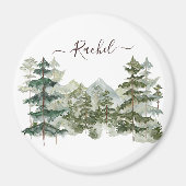 Waterverf Pijnbos en berg Rustiek Magneet (Voorkant)