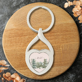 Waterverf Pijnbos en berg Rustiek Sleutelhanger