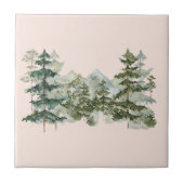 Waterverf Pijnbos en berg Rustiek Tegeltje (Voorkant)
