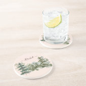 Waterverf Pijnbos en berg Rustiek Zandsteen Onderzetter (Zijkant)