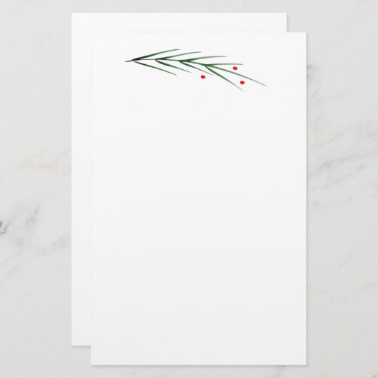 Waterverf Pijnnaalden en bessen Briefpapier (Voorkant / Achterkant)