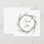 Waterverf Pijnnaalden en bessen Warm Bedankkaart (Voorkant / Achterkant)